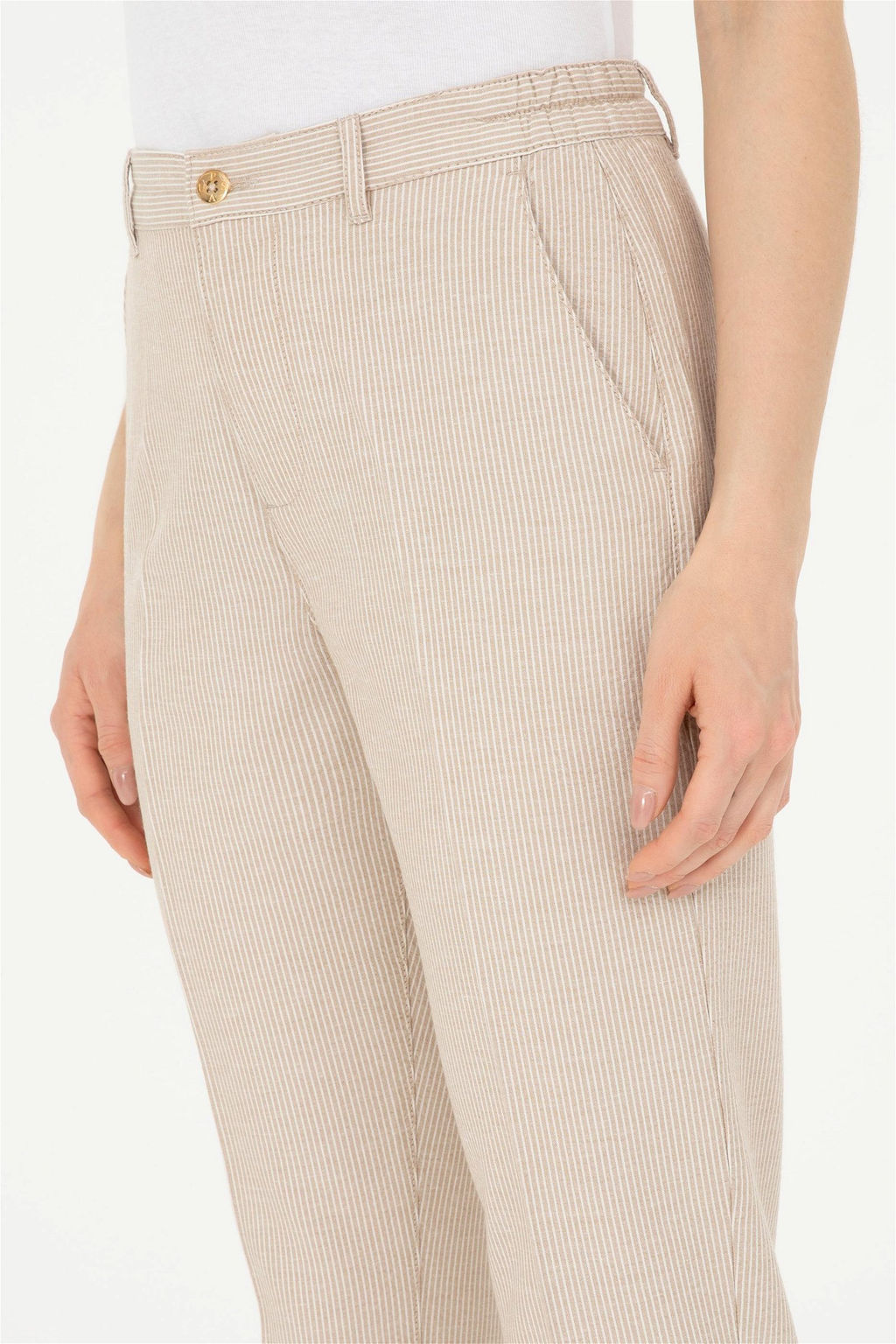 Женские брюки песочного цвета из парусины - U.s. polo assn фото 13