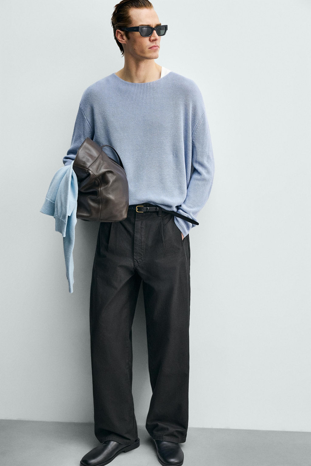 PANTAL?N WIDE  FIT PLIEGUES / Marr?n - Zara фото 6