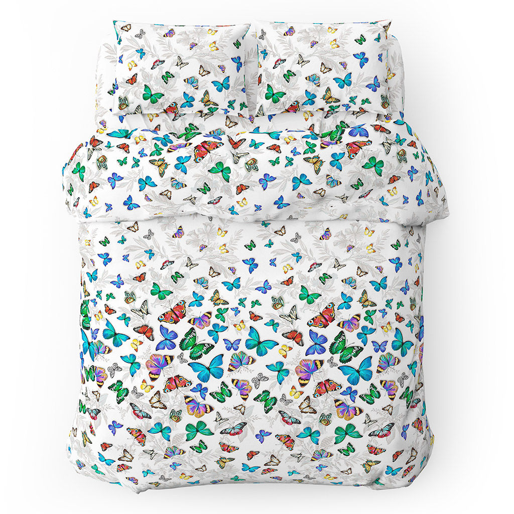 Пододеяльник на пуговицах Евростандарт "Бабочки" 220х215см, бязь "Комфорт" 121г/м2, хлопок 100%, упаковка "классическая" ПВХ 28х41см, "Домашняя мода" (Россия)