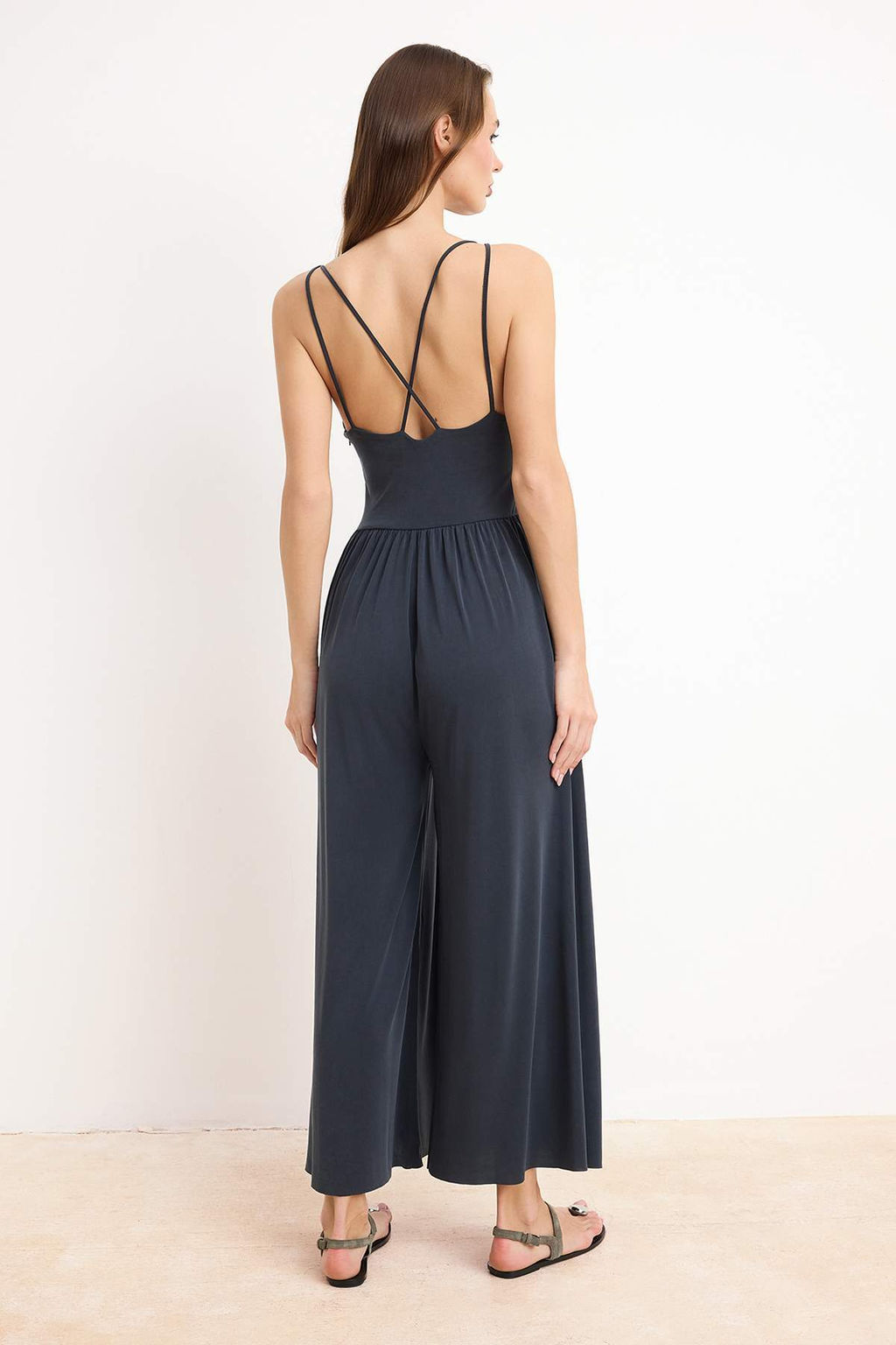 Antrasit Relaxed Kay?k Yaka Kolsuz Buzgulu Uzun Modall? Orme Tulum TWOSS26TU00004 - Trendyolmilla фото 6