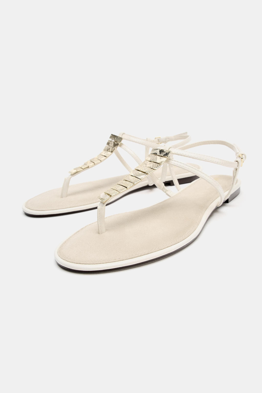 SANDALIA PLANA APLIQUES MET?LICOS / Blanco Crudo - Zara фото 4