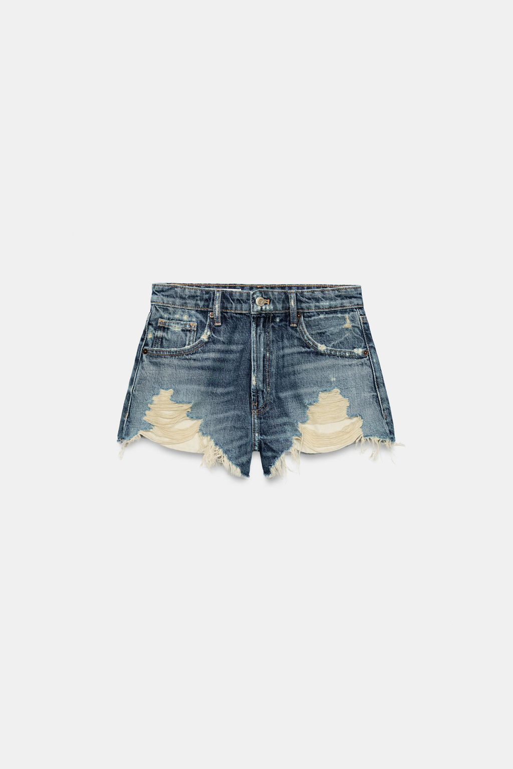 SHORTS DENIM TRF TIRO ALTO ROTOS / Azul - Zara фото 7