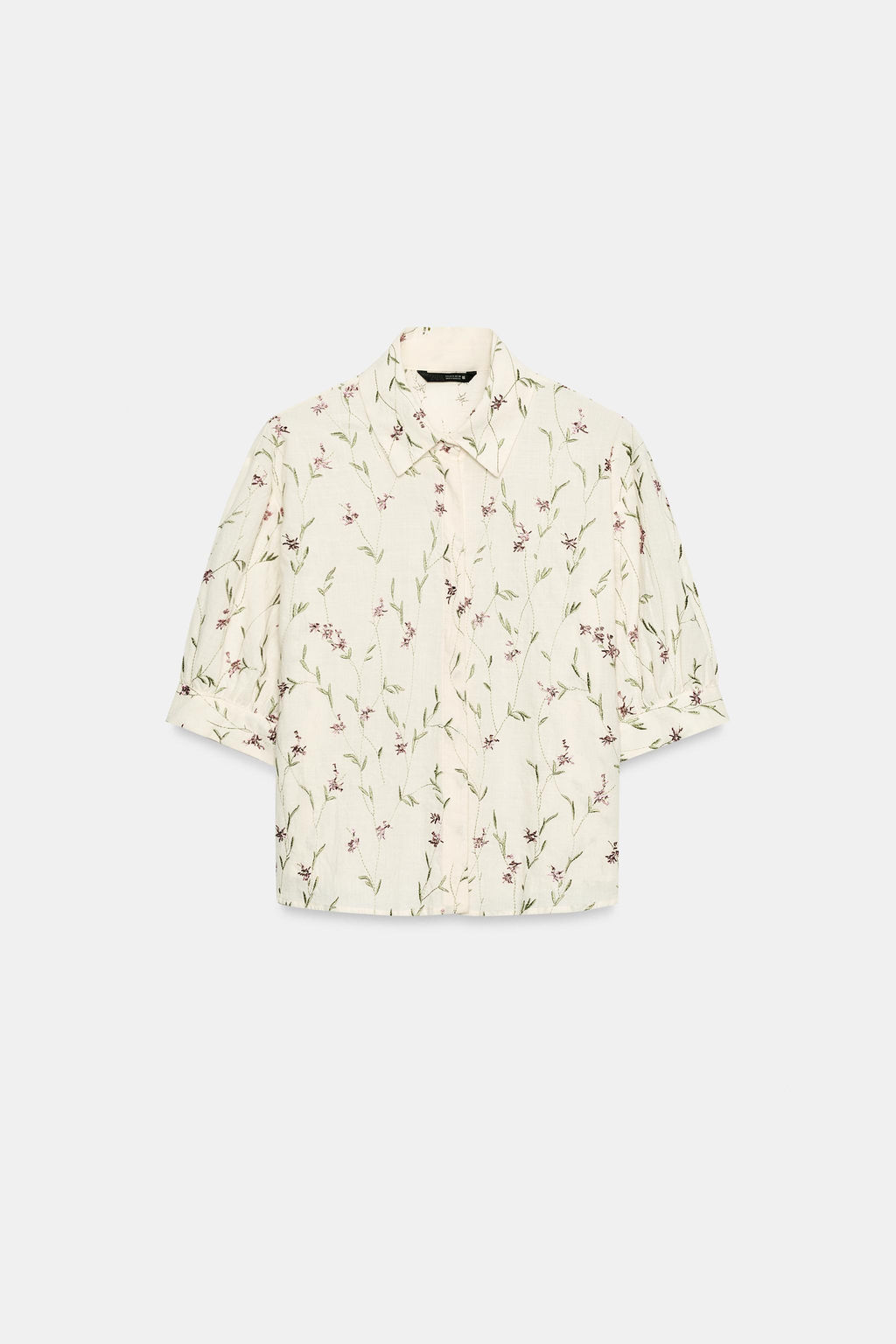 CAMISA BORDADOS ABALORIOS / Crudo / Verde - Zara фото 4
