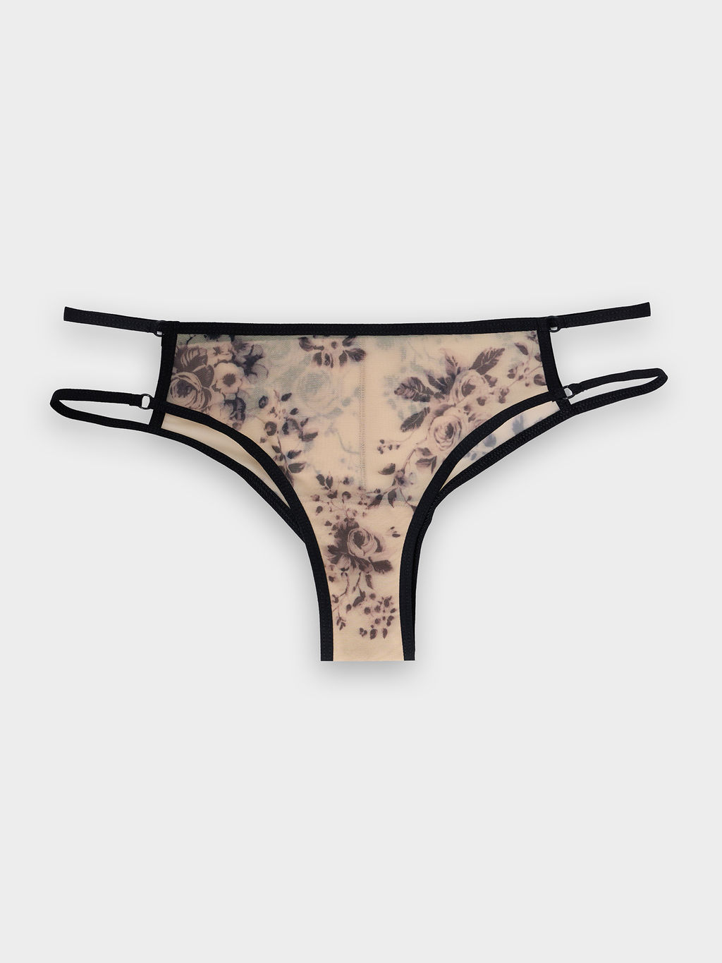Цена за 2 штуки! Трусы бразилиана женские бежевые с цветочным принтом