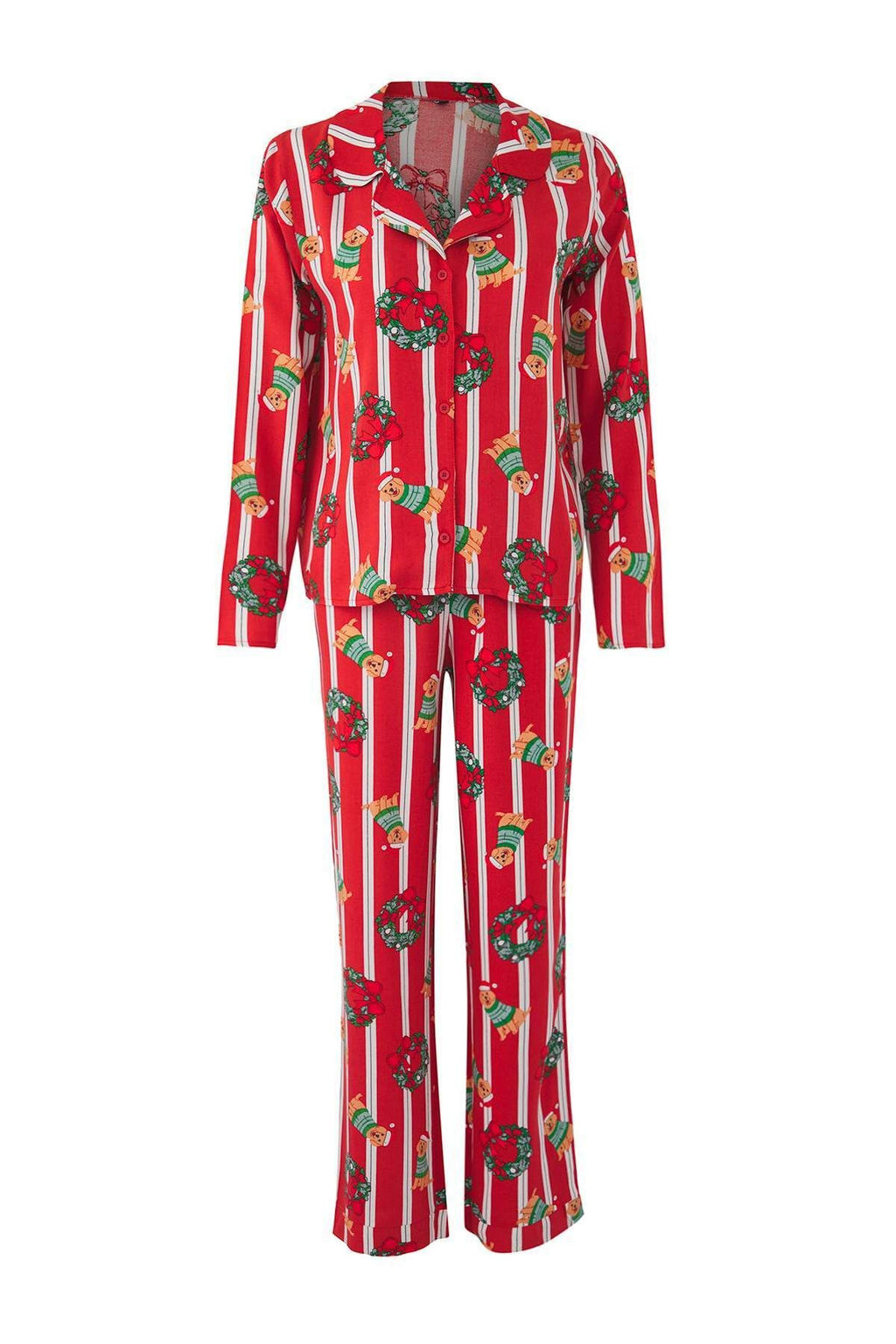 Bordo Kopek Bask?l? Y?lbas? Temal? Viskon Dokuma Pijama Tak?m? THMAW26PT00030 - Trendyolmilla фото 5