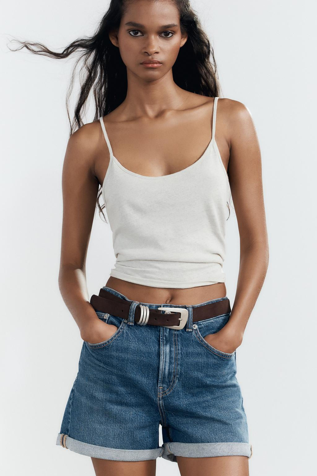 HIGH-WAIST MOM FIT TRF BERMUDA SHORTS - Zara фото 10