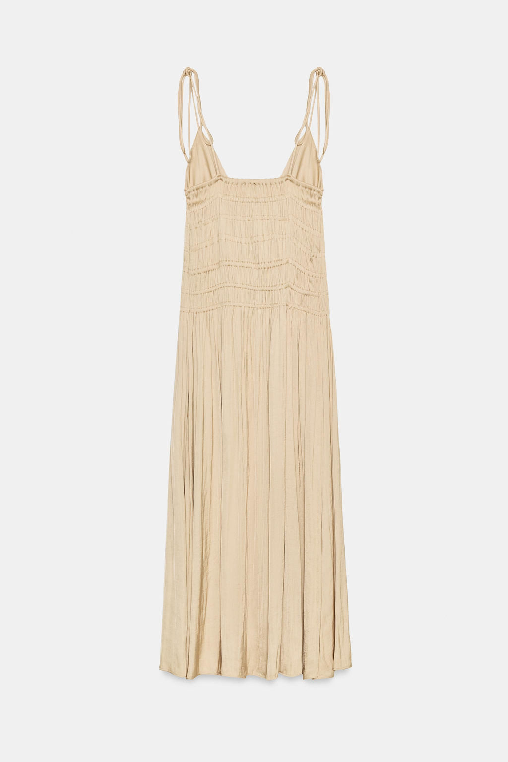 VESTIDO MIDI SATINADO FRUNCES / Beige - Zara фото 6