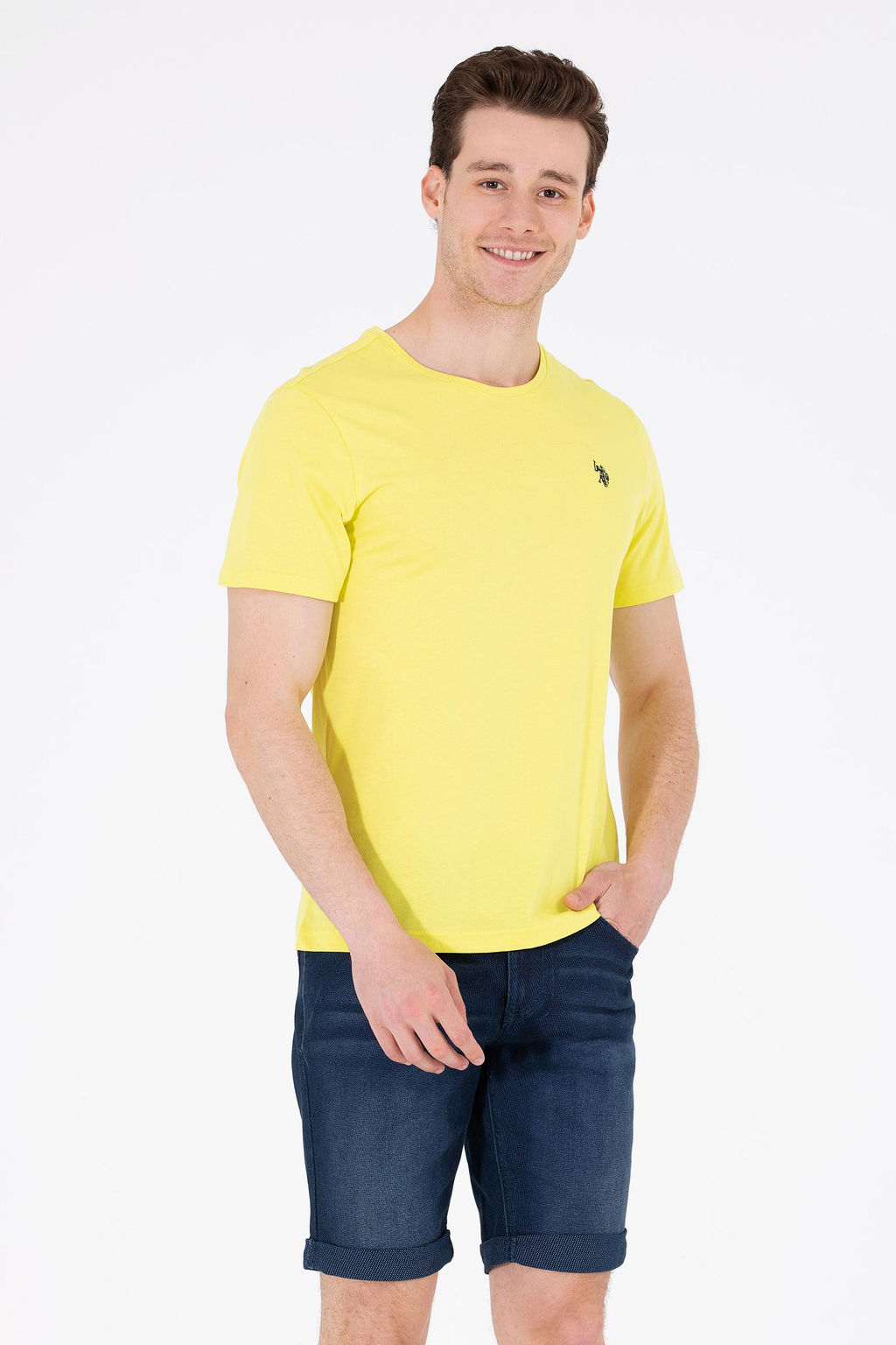 Футболка мужская U.S. Polo Assn Citron Basic с круглым вырезом лимонная хлопок  фото 15