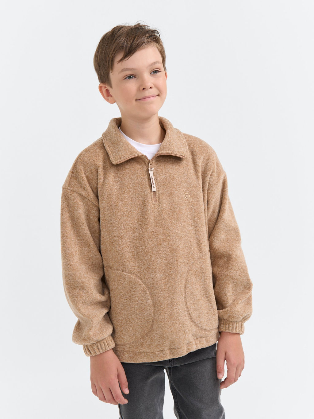 Олимпийка флисовая Бежевый меланж 7+ - Bungly фото 3