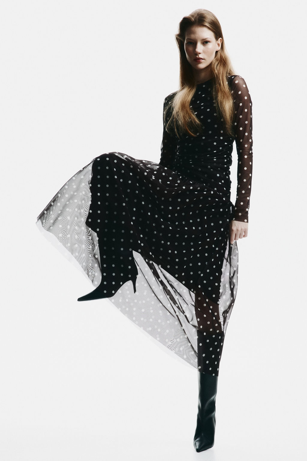 Vestido drapeado de malla - H&m фото 8