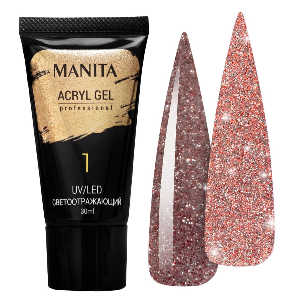 Manita Professional Акриловый гель для ногтей светоотражающий №01, 15 мл MP110125  фото 4