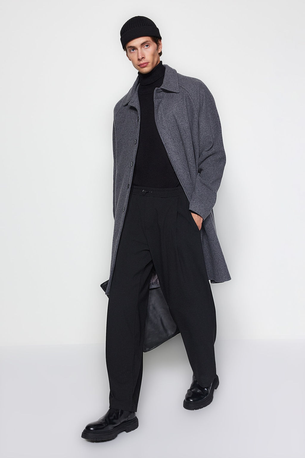 TRENDYOL MAN Vizon Unisex Regular Fit Yun Kar?s?ml? Kase K?sl?k Kaban TMNAW24KB00004 - Trendyolmilla фото 11