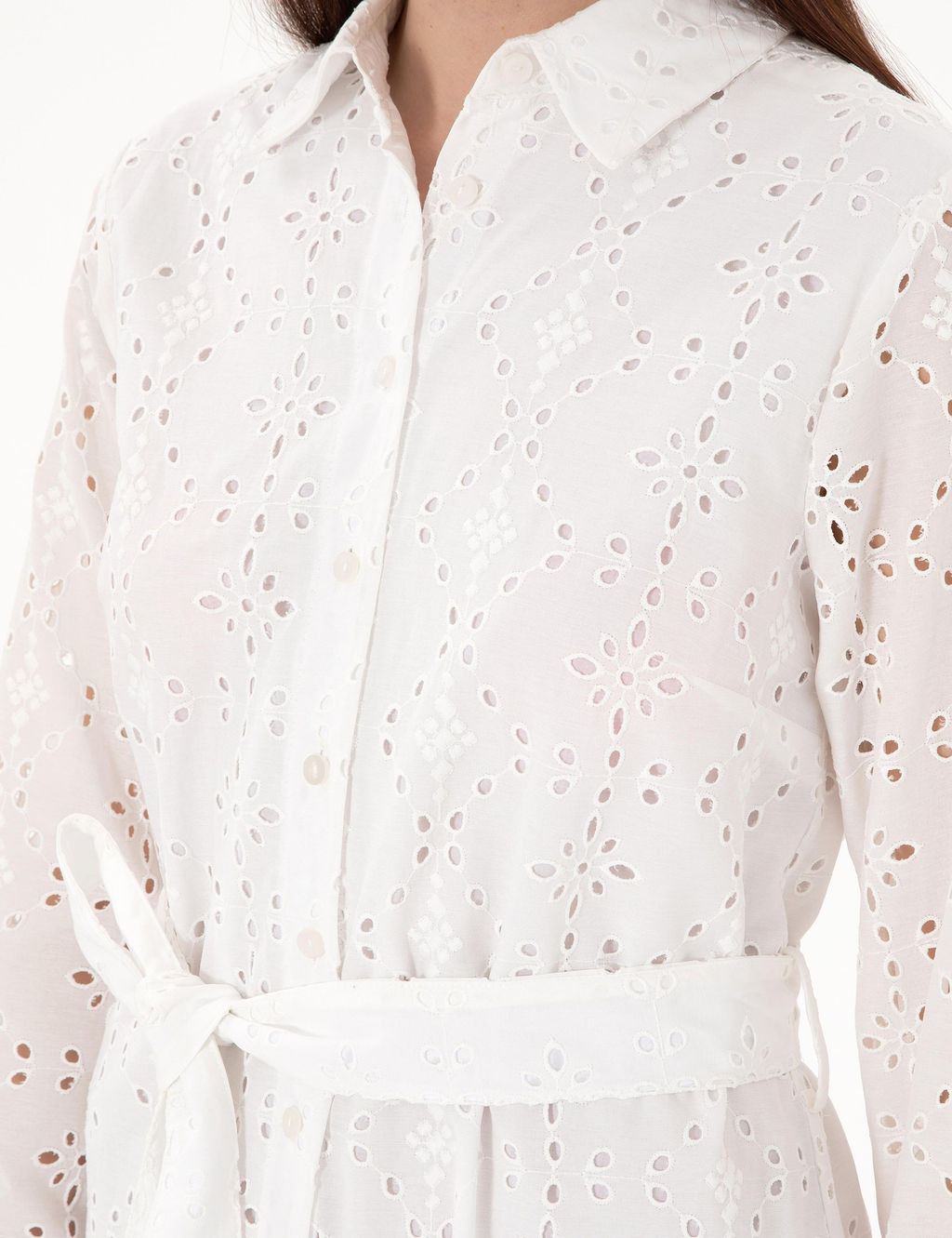 Beyaz Regular Fit Dokuma Elbise - Pierre cardin фото 6