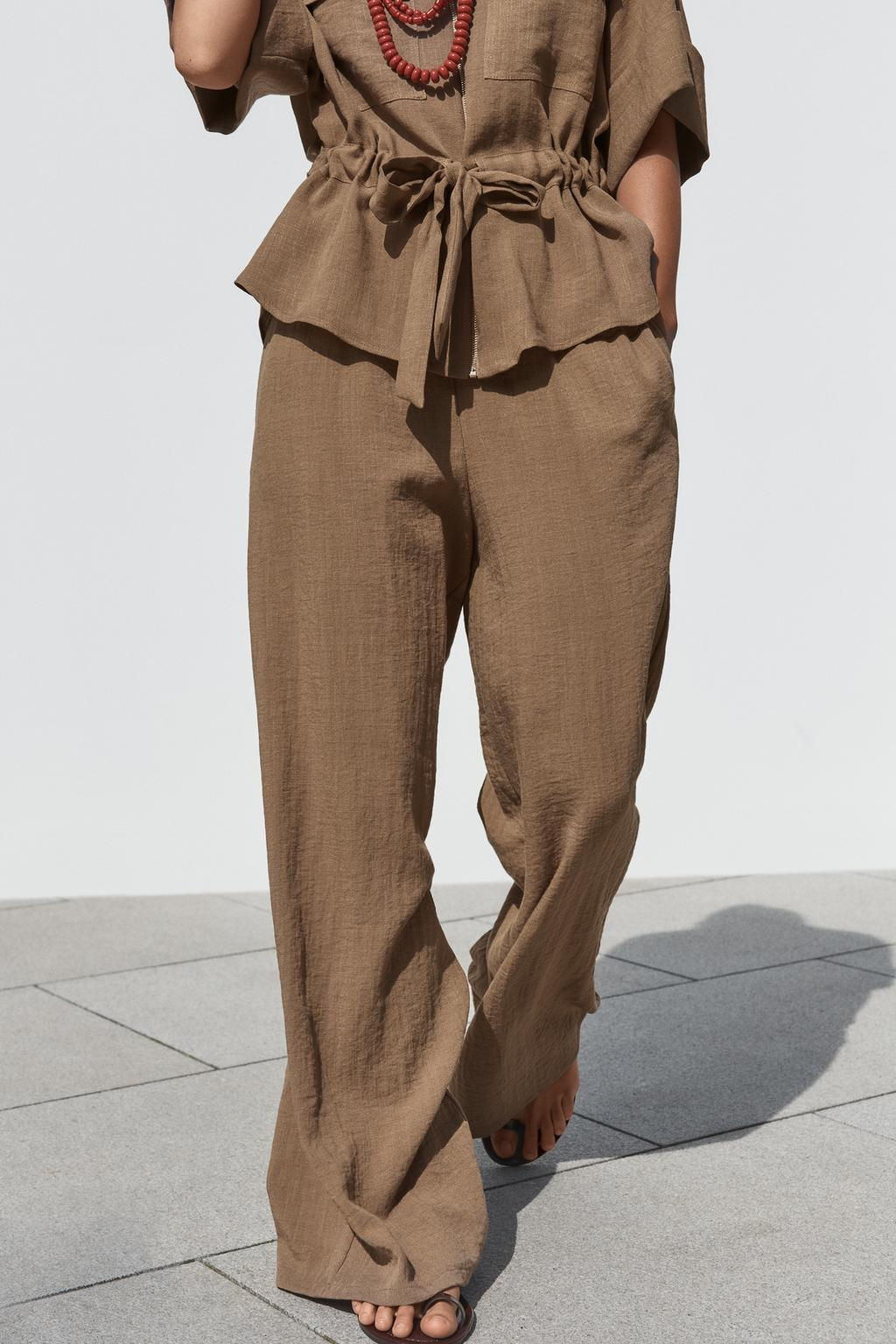 RUSTIC WIDE-LEG TROUSERS - Zara фото 4