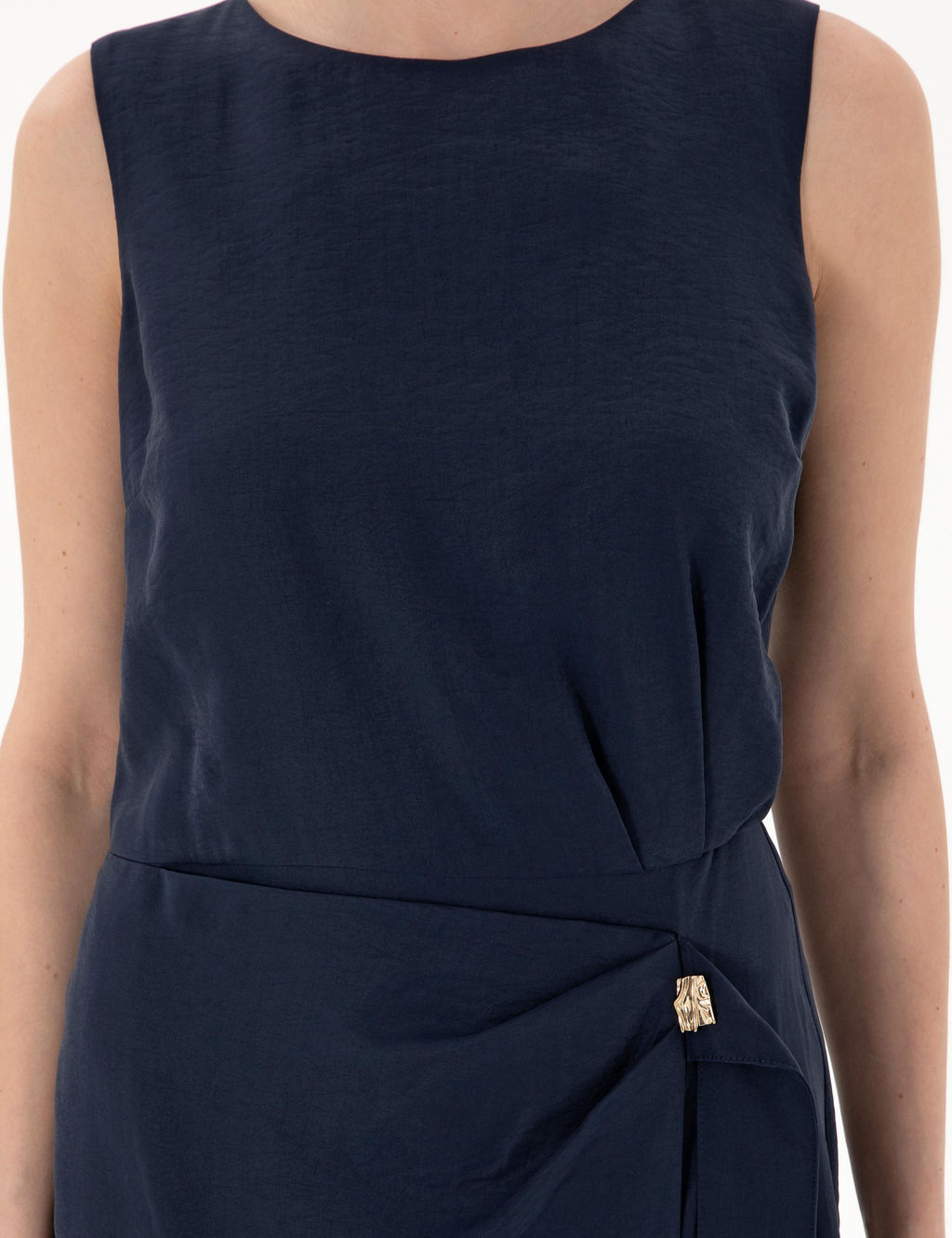 Lacivert Regular Fit Dokuma Elbise