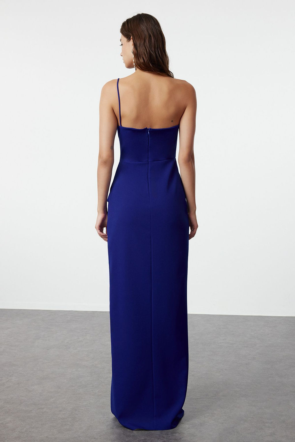 TRENDYOLMILLA Saks Detayl? Dokuma Uzun S?k Abiye Elbise TPRSS20AE0274 фото 5