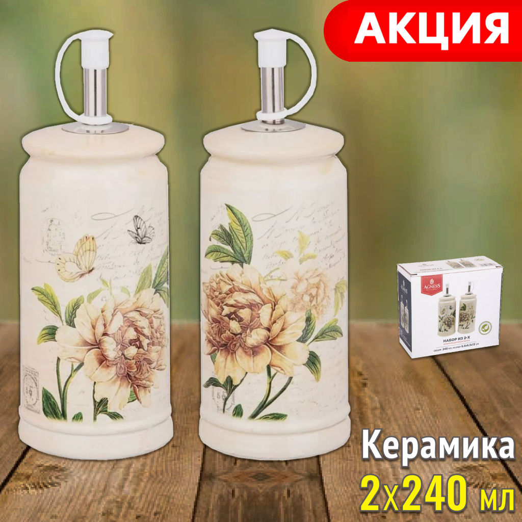 НАБОР ИЗ 2-Х БУТЫЛОЧЕК ДЛЯ МАСЛА/УКСУСА КОЛЛИС МЕМОРИ 240 МЛ / 6,5*6,5*13 СМ - Agness фото 6