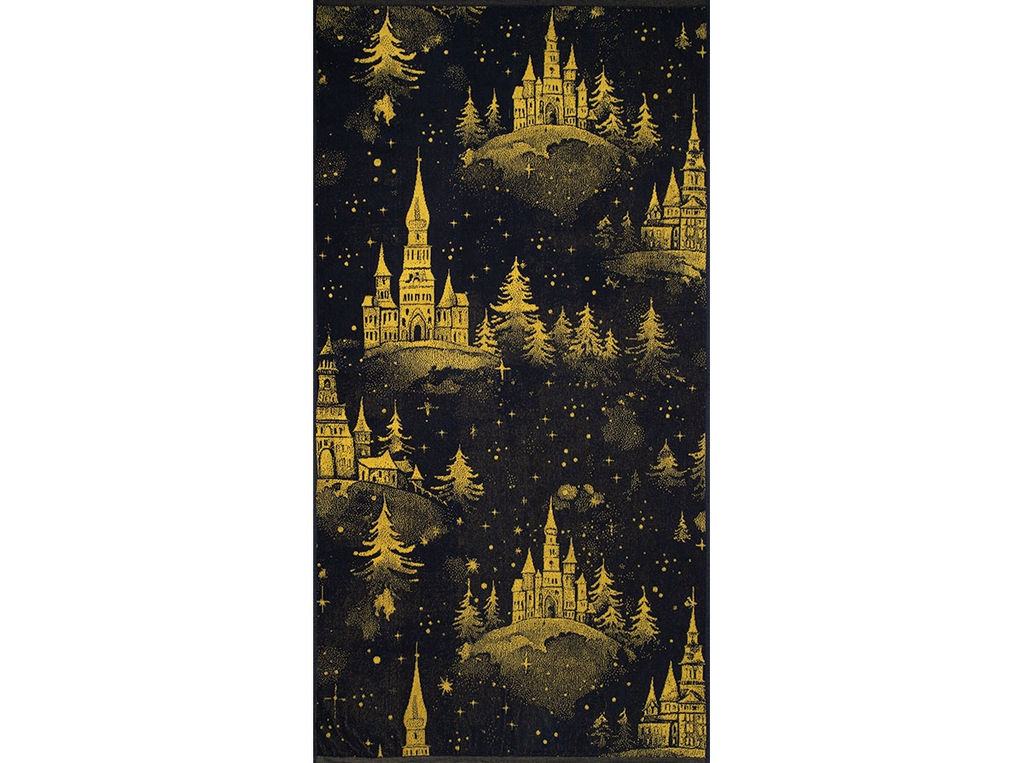 Полотенце махровое 6с102.413ж1 Зимняя сказка(т.желтый) 81х160см