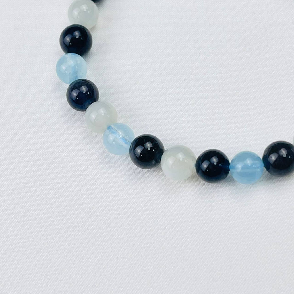 Браслет "Стихия Вода" из Аквамарина, Иолита и Лунного камня 16 см