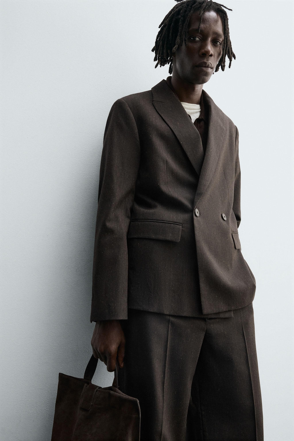 DOUBLE-BREASTED WOOL BLEND SUIT BLAZER - Zara фото 6