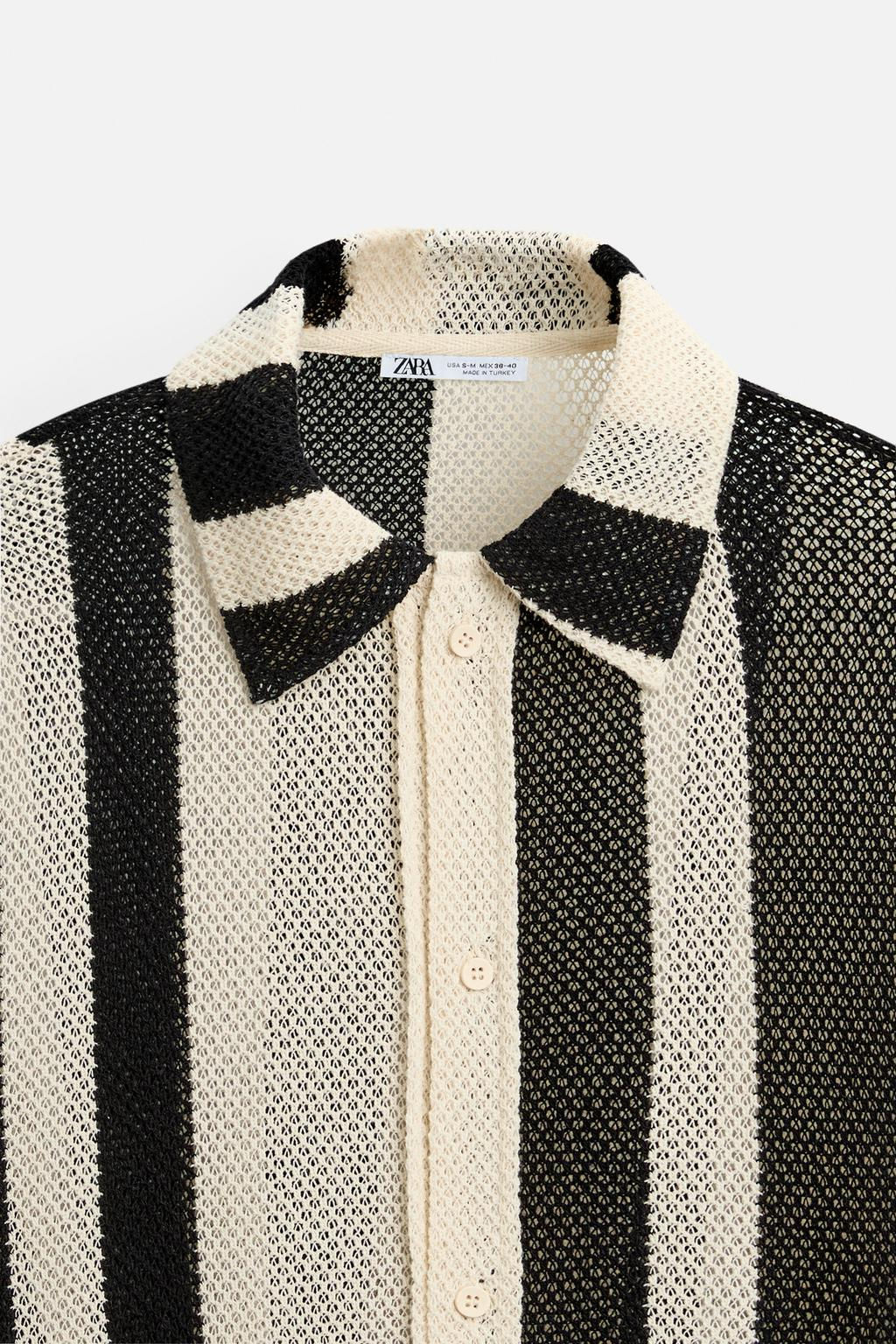 STRIPED MESH TEXTURED POLO SHIRT - Zara фото 9
