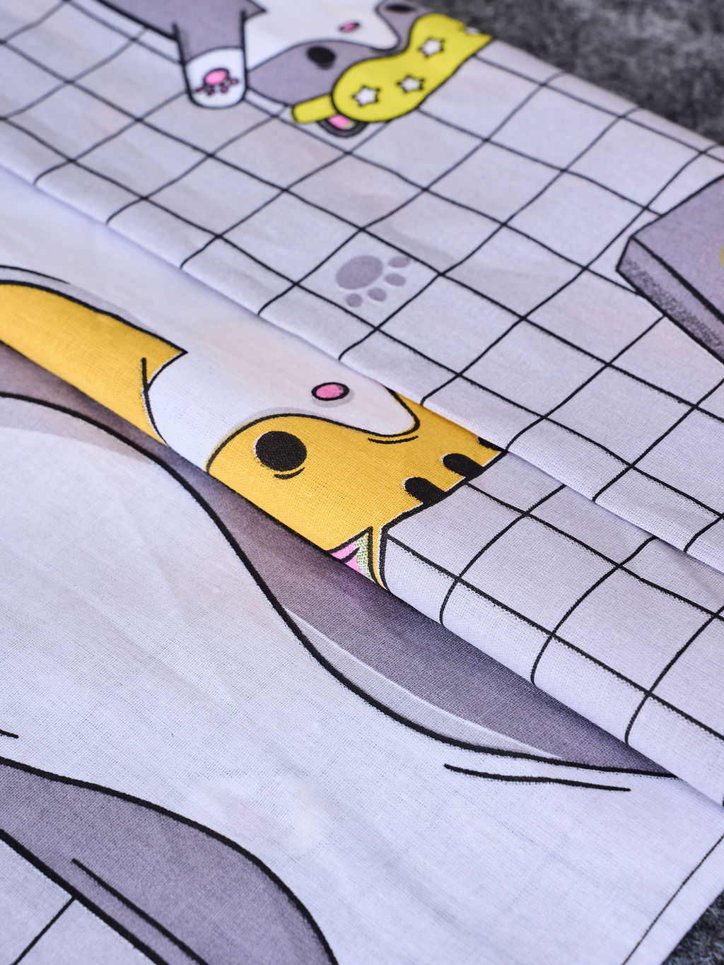 Постельное белье детское поплин с простыней на резинке - Кот-батон 145*112; 80*160*20; 40*60