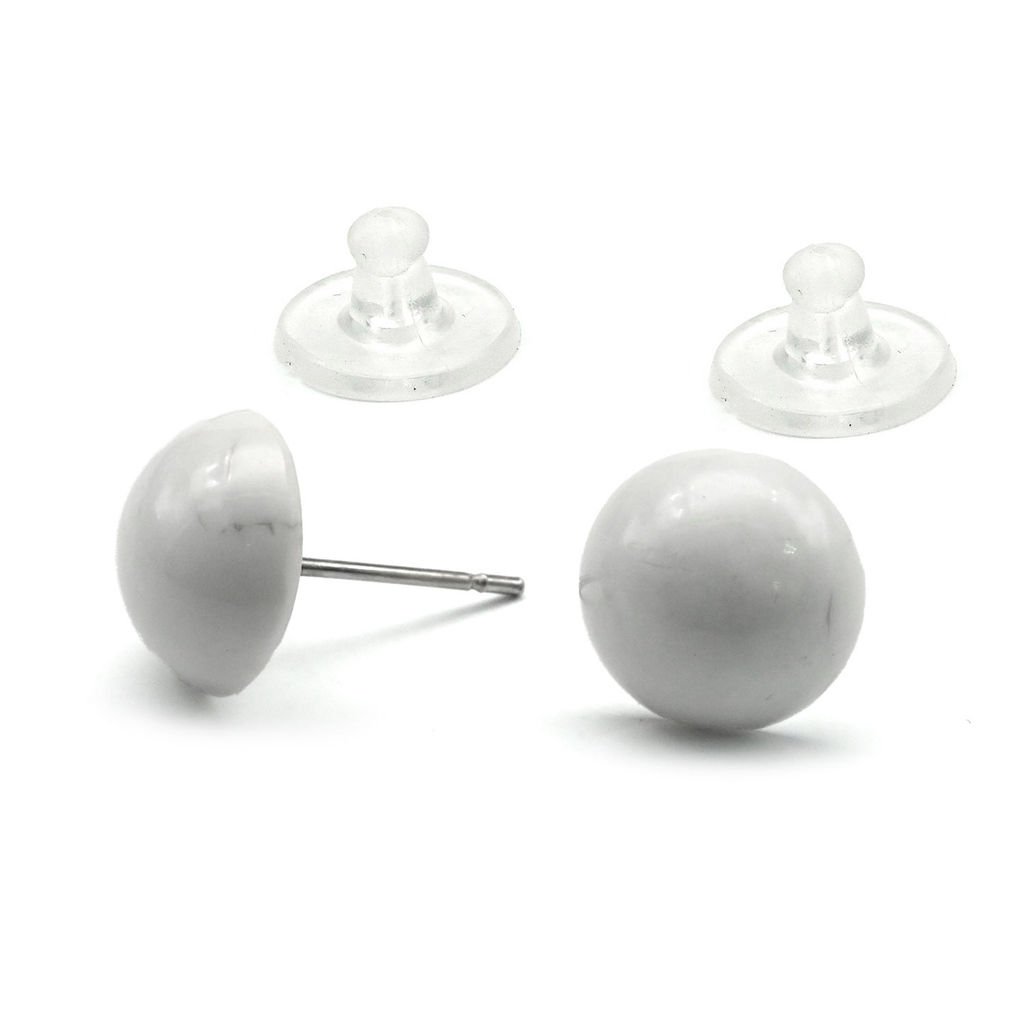 Серьги гвоздики (пусеты) кахолонг 9-10мм. Радуга камня