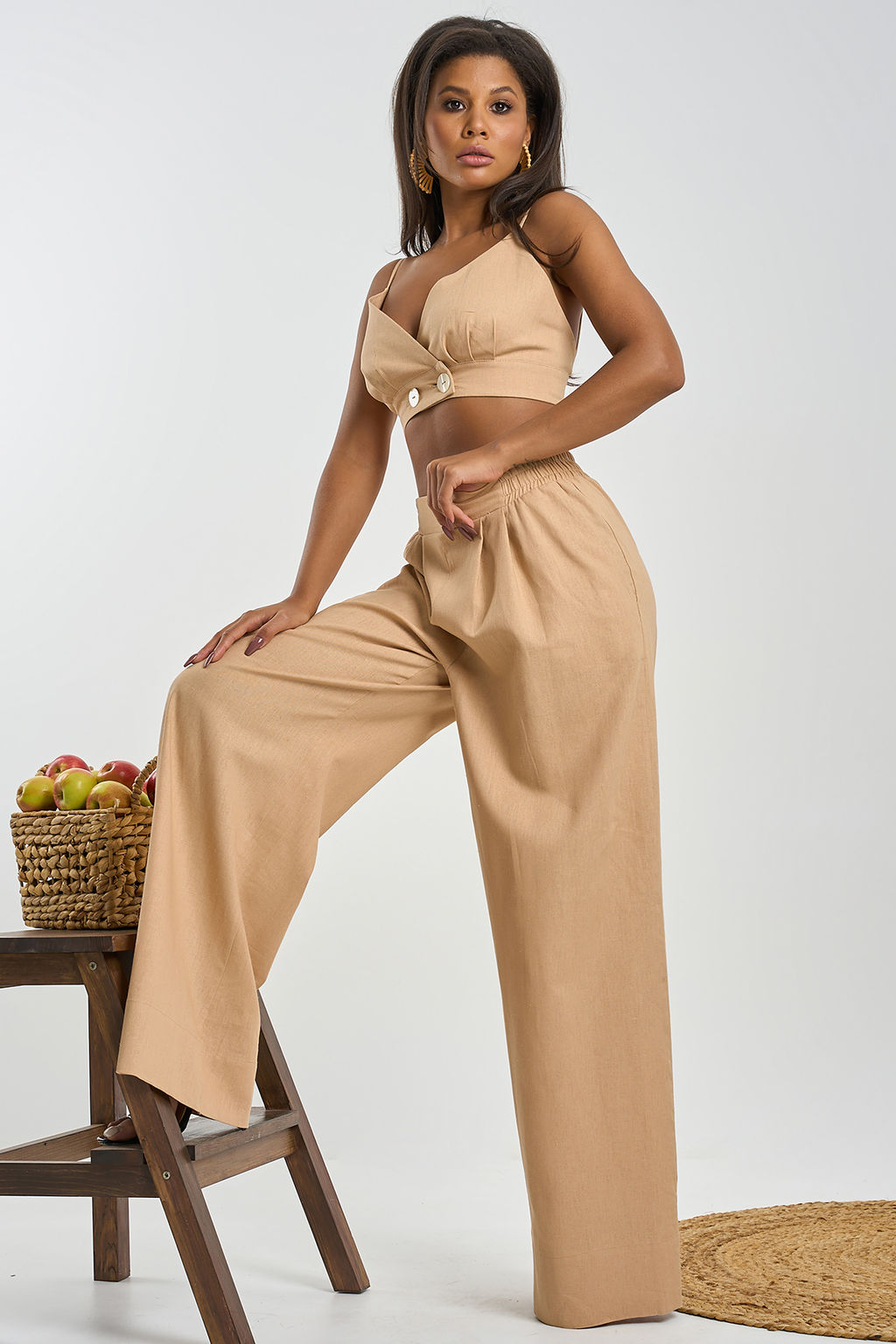 Топ льняной на регулируемых бретелях - Fly фото 4