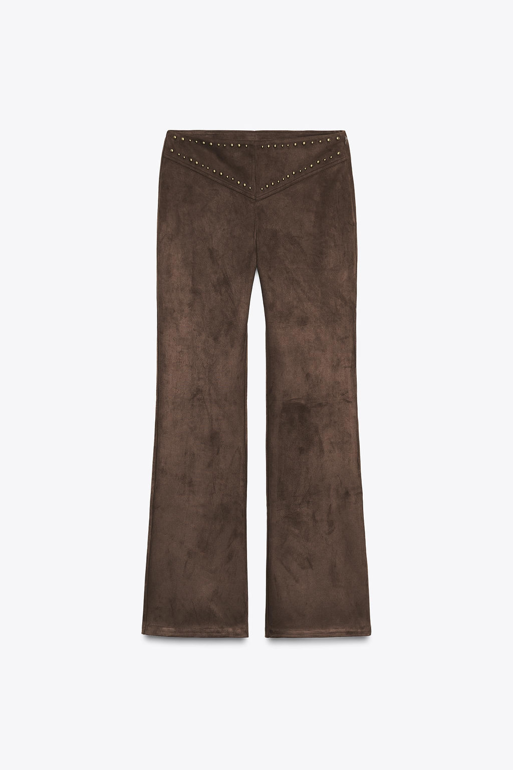 STADDED FAUX SUEDE FLARE TROUSERS - Zara фото 8