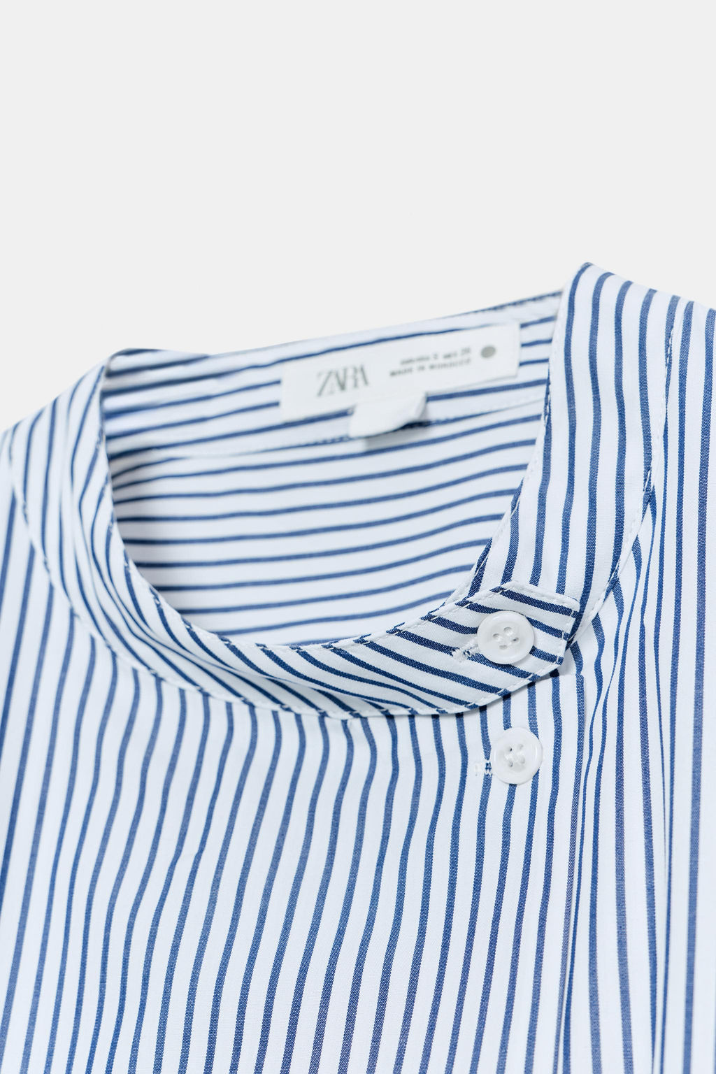 CAMISA POPEL?N BOTONES ZW COLLECTION / Azul / Blanco - Zara фото 7