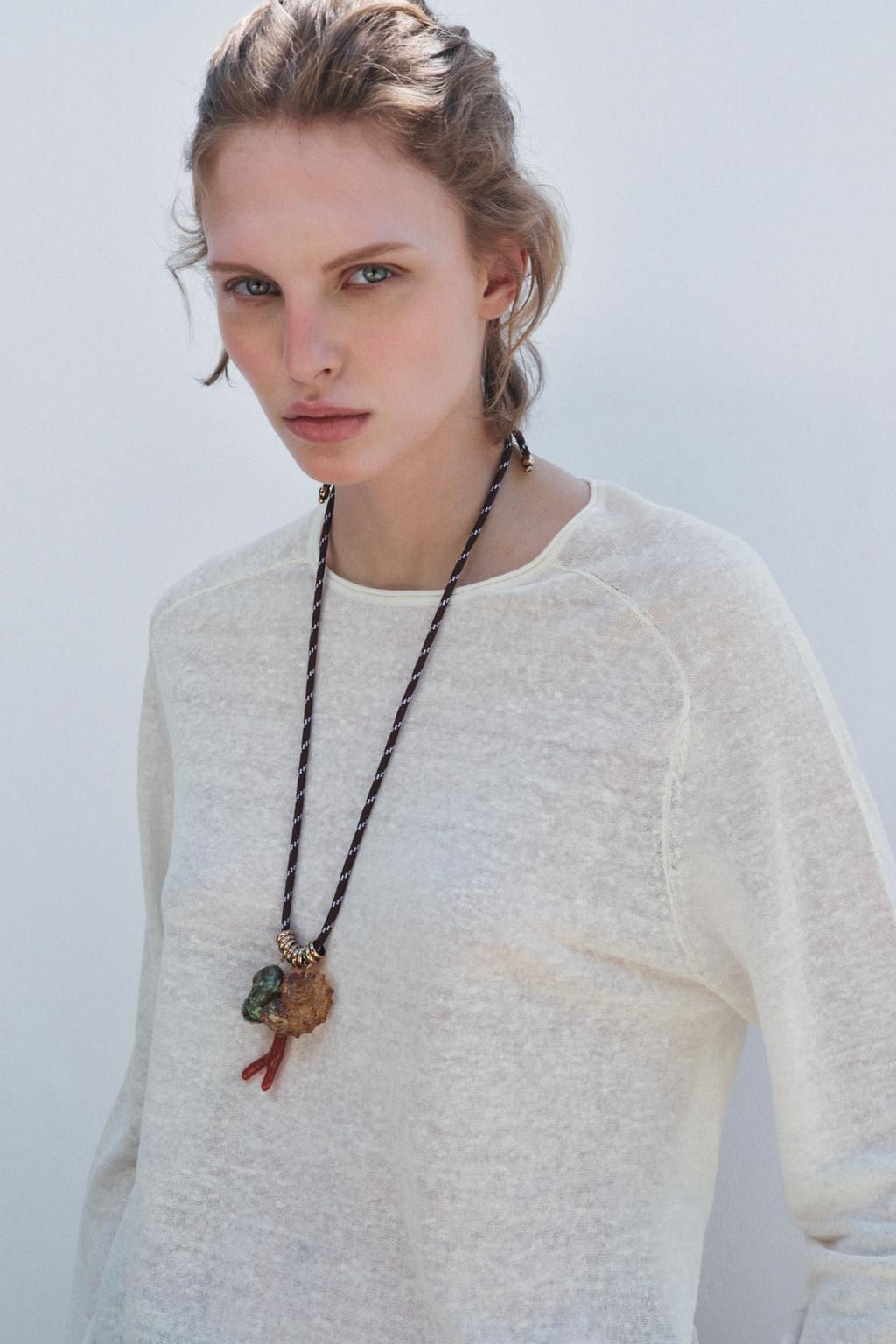 LINEN BLEND KNIT SWEATER - Zara фото 2