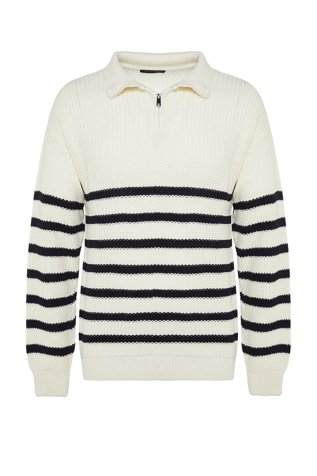 Trendyolmilla Man Lacivert Casual Unisex Regular Fit Fermuarl? Bal?kc? Yaka Tuylenmeyen Triko Kazak TMNAW24KZ00001  фото 6