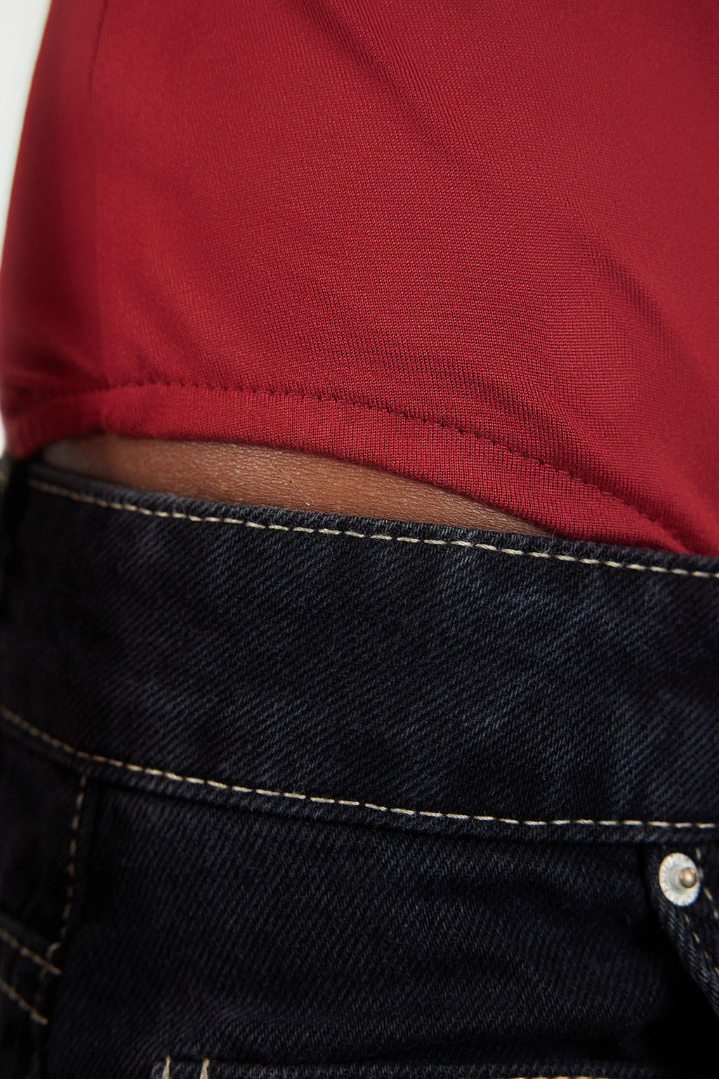 Bordo Fitted/Vucuda Oturan Uzun Kollu Dik Yaka Esnek C?tc?tl? Orme Body TWOAW25BD00003 - Trendyolmilla фото 4