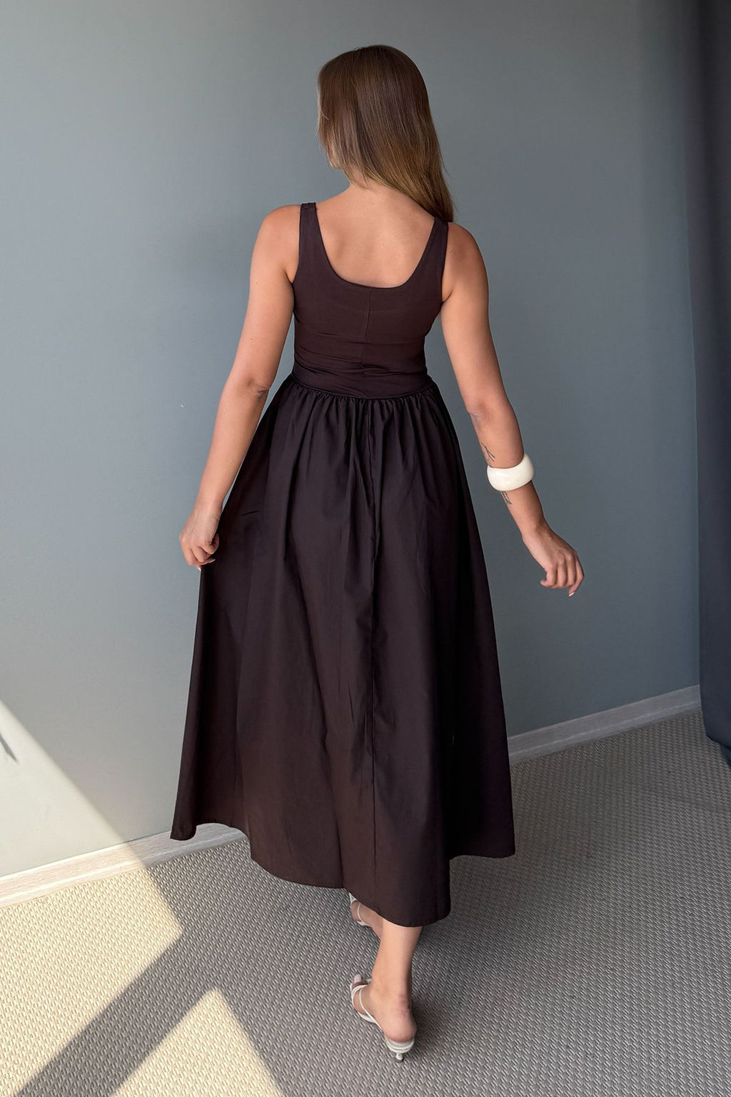 Kahverengi Belden Ac?lan Dokuma Maxi Elbise TWOSS25EL00868 - Trendyolmilla фото 3