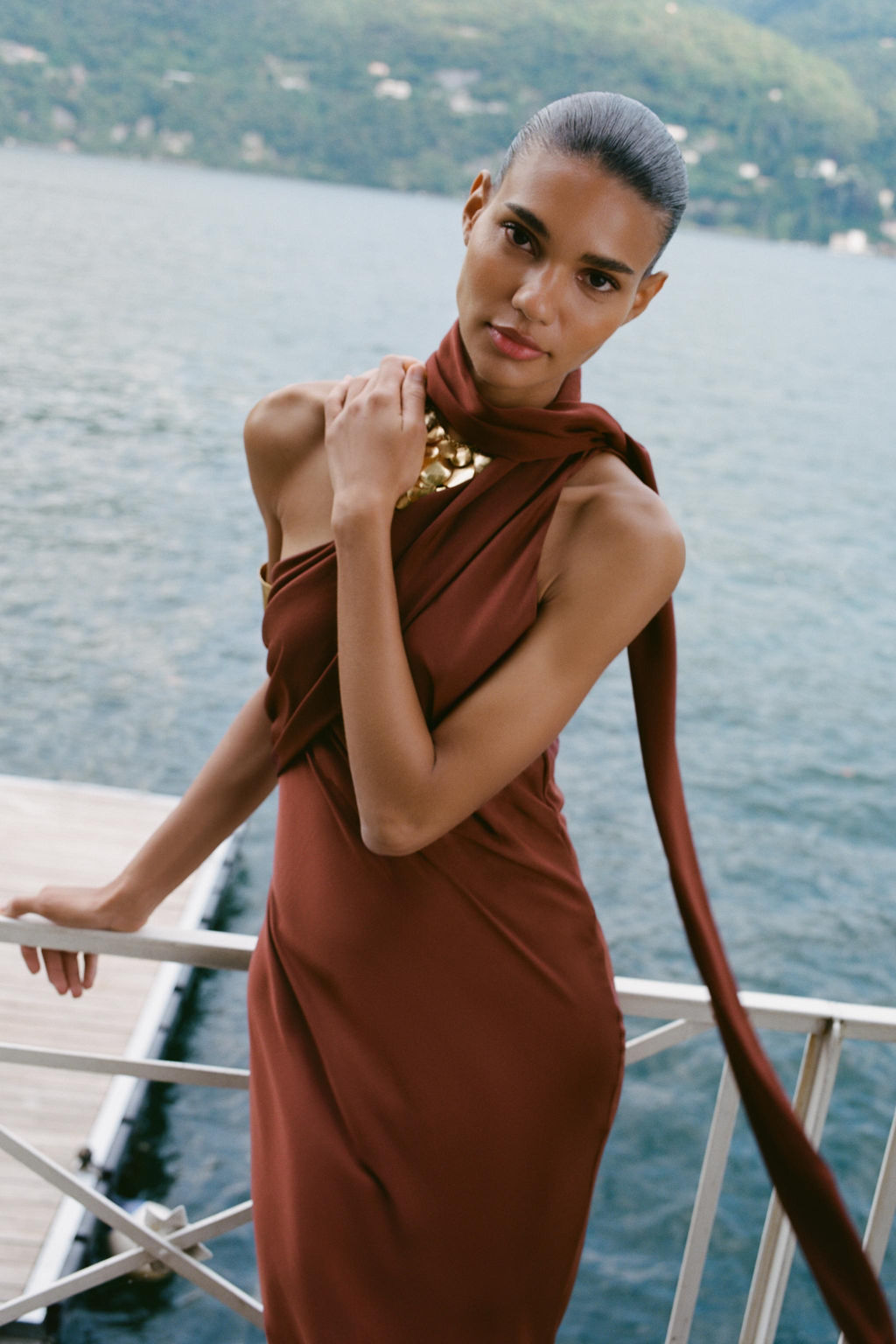 ASYMMETRIC MIDI DRESS WITH SCARF - Zara фото 2