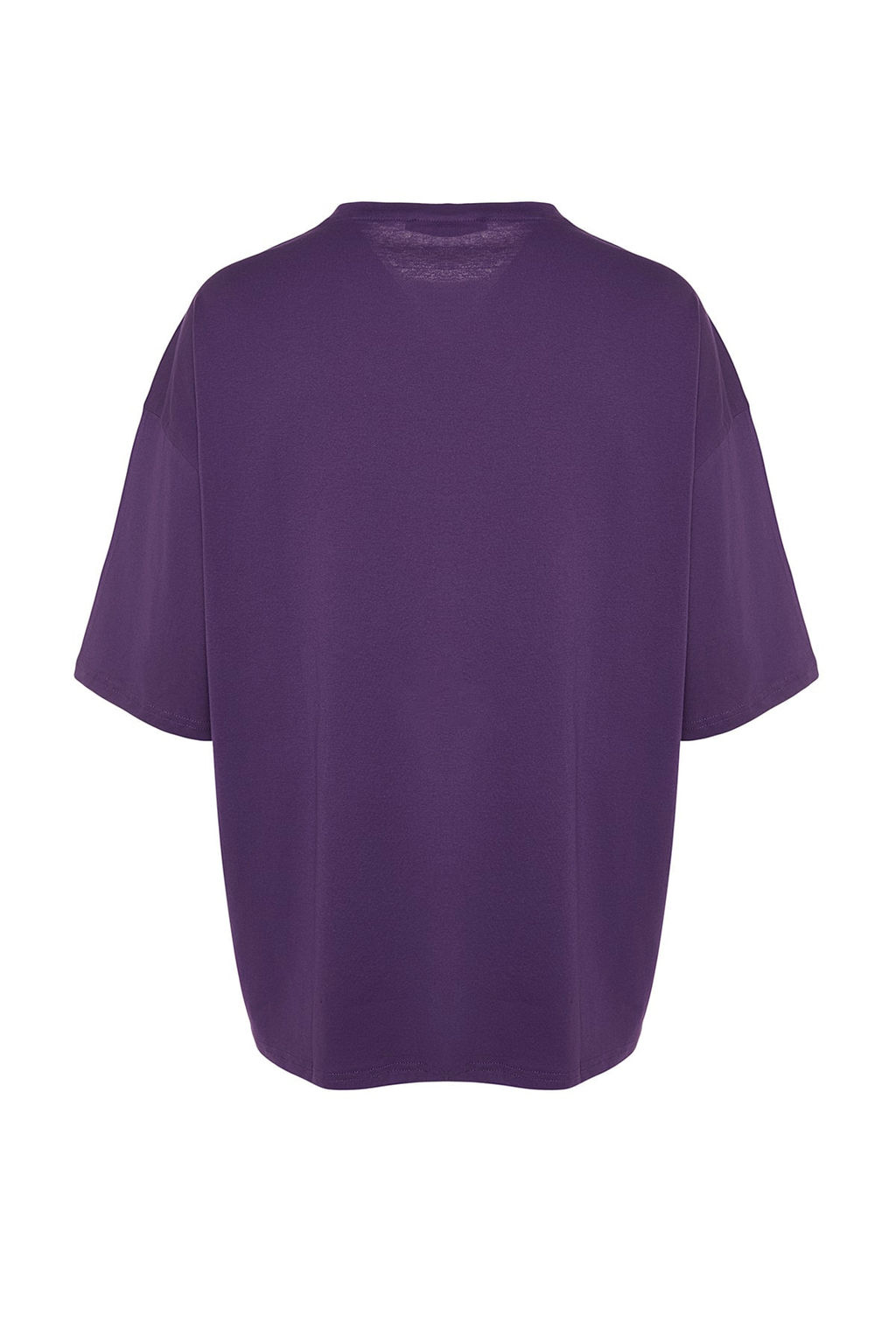 Mor Oversize Bisiklet Yaka K?sa Kollu Sehir Bask?l? %100 Pamuklu T-Shirt TMNSS20TS1102