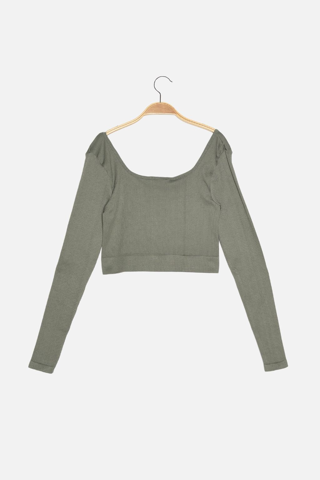 Trendyolmilla Bej Seamless/Dikissiz Crop Ekstra Esnek Orme Spor Ust/Bluz TWOAW22BZ0450  фото 17