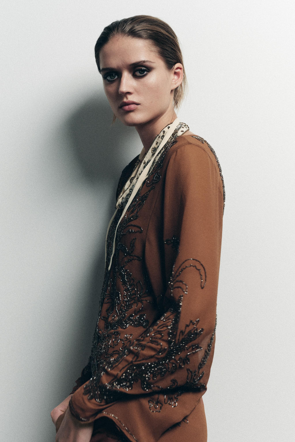 LIMITED EDITION BEADED GEORGETTE DRESS - Zara фото 2