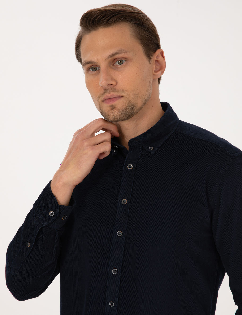 Lacivert Regular Fit Uzun Kollu G_mlek