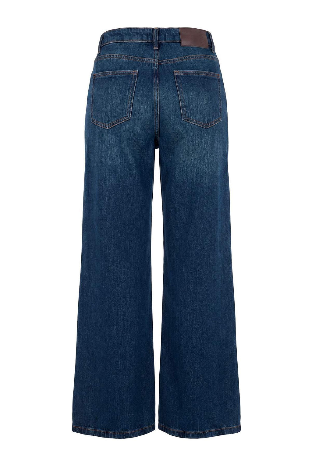 Premium Koyu Mavi Tencel Kar___ml_ Normal Bel Wide Leg Geni_ Pa_a Jeans TWOAW27JE00064 - Trendyolmilla фото 3