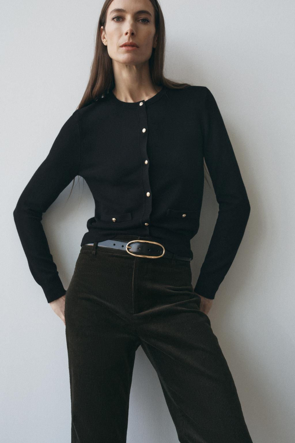 PLAIN KNIT CARDIGAN WITH GOLD BUTTONS - Zara фото 2