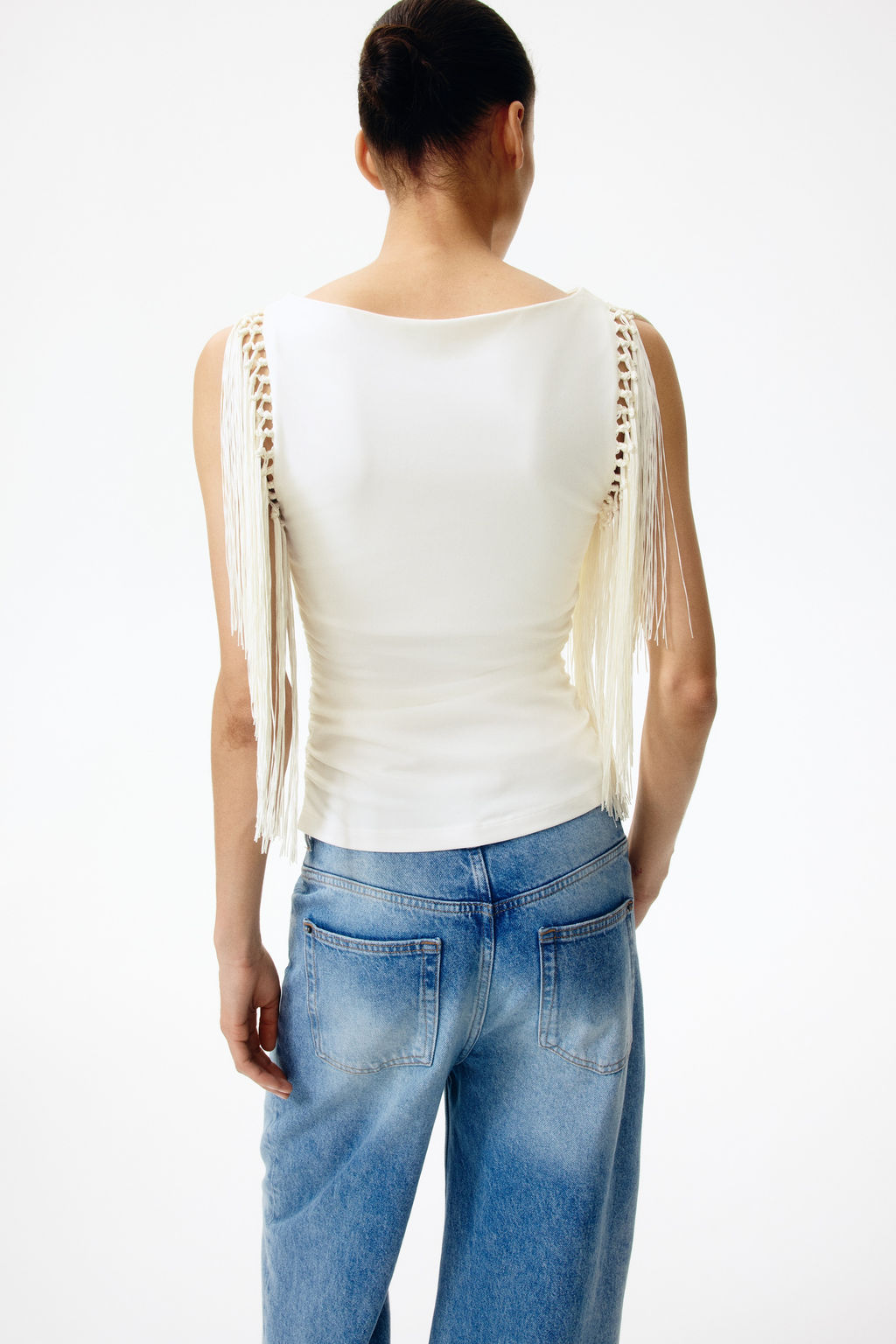 Top con escote barco y ribete de flecos - H&m фото 4