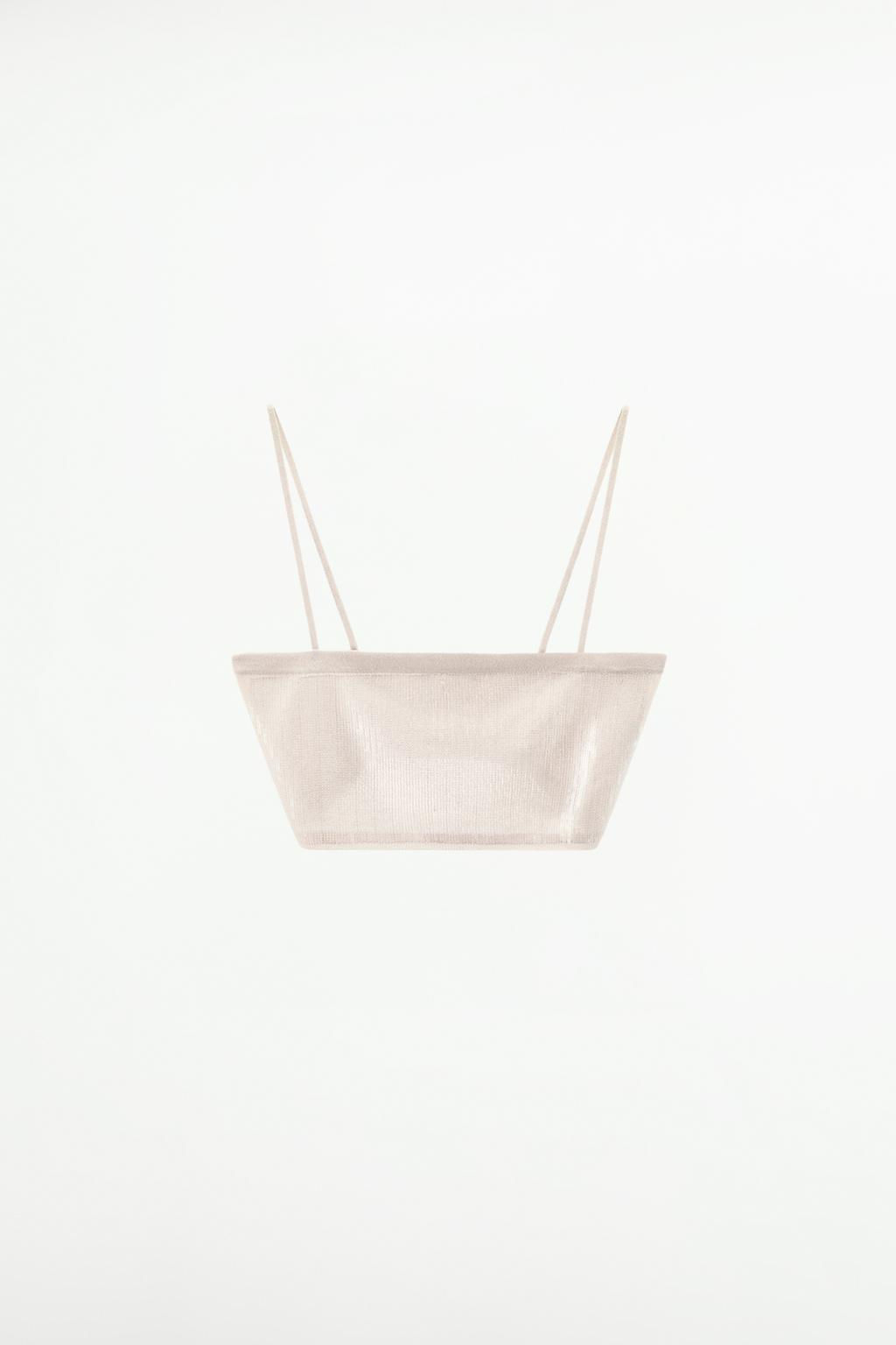 FINE KNIT BANDEAU NECKLINE BRA WITH SEQUINS - Zara фото 5