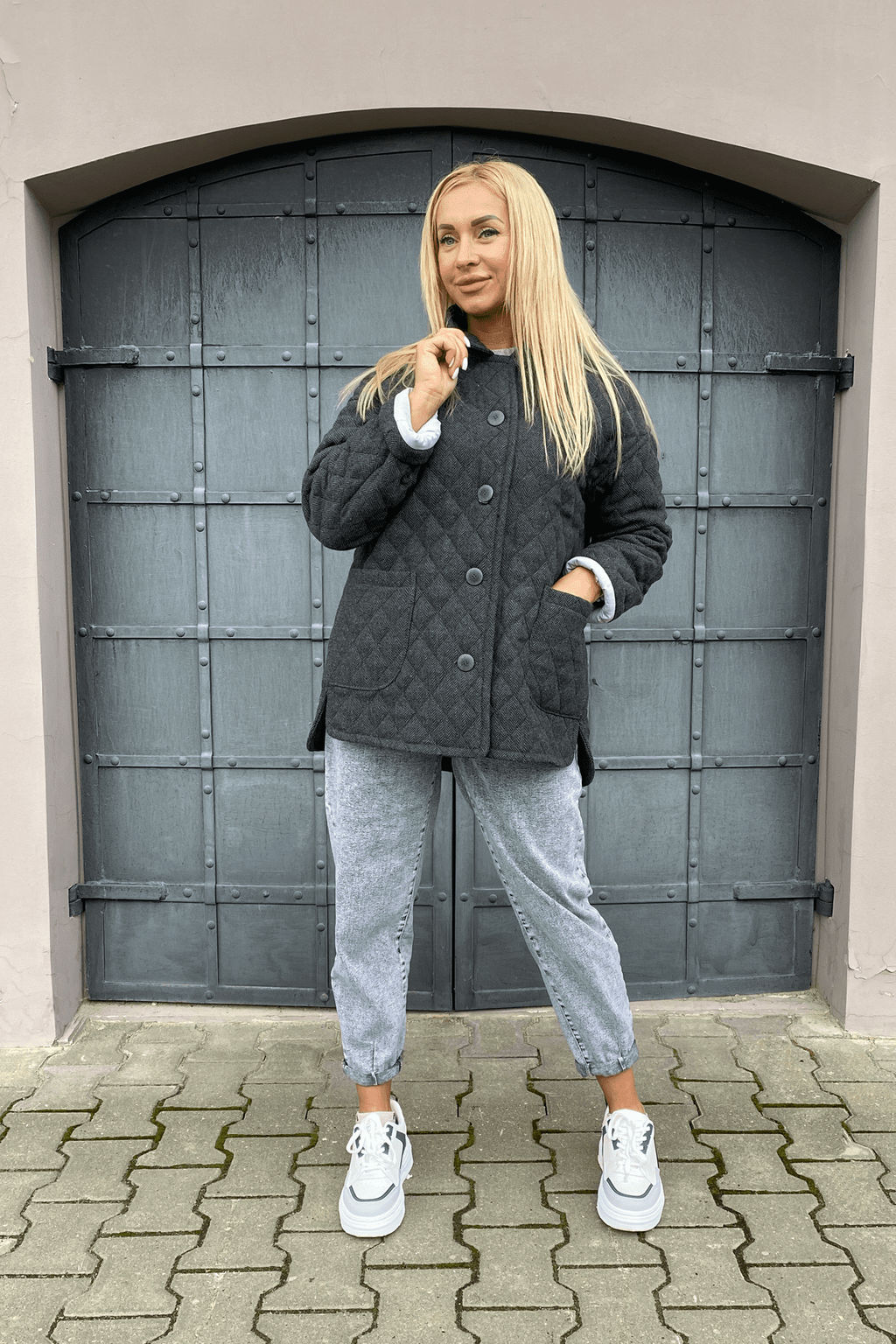 Куртка стеганая на синтепоне из ШЕРСТИ с ХЛОПКОМ - Новый лен фото 12