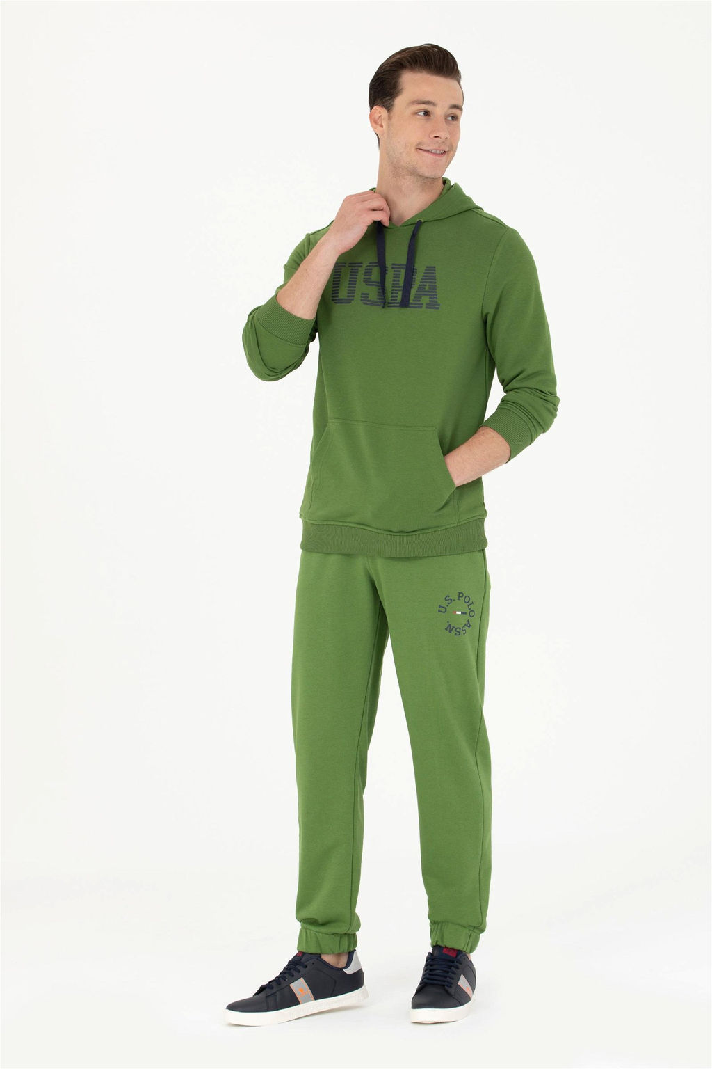 U. S. Polo Assn Мужская зеленая базовая толстовка с капюшоном - U.s. polo assn фото 4