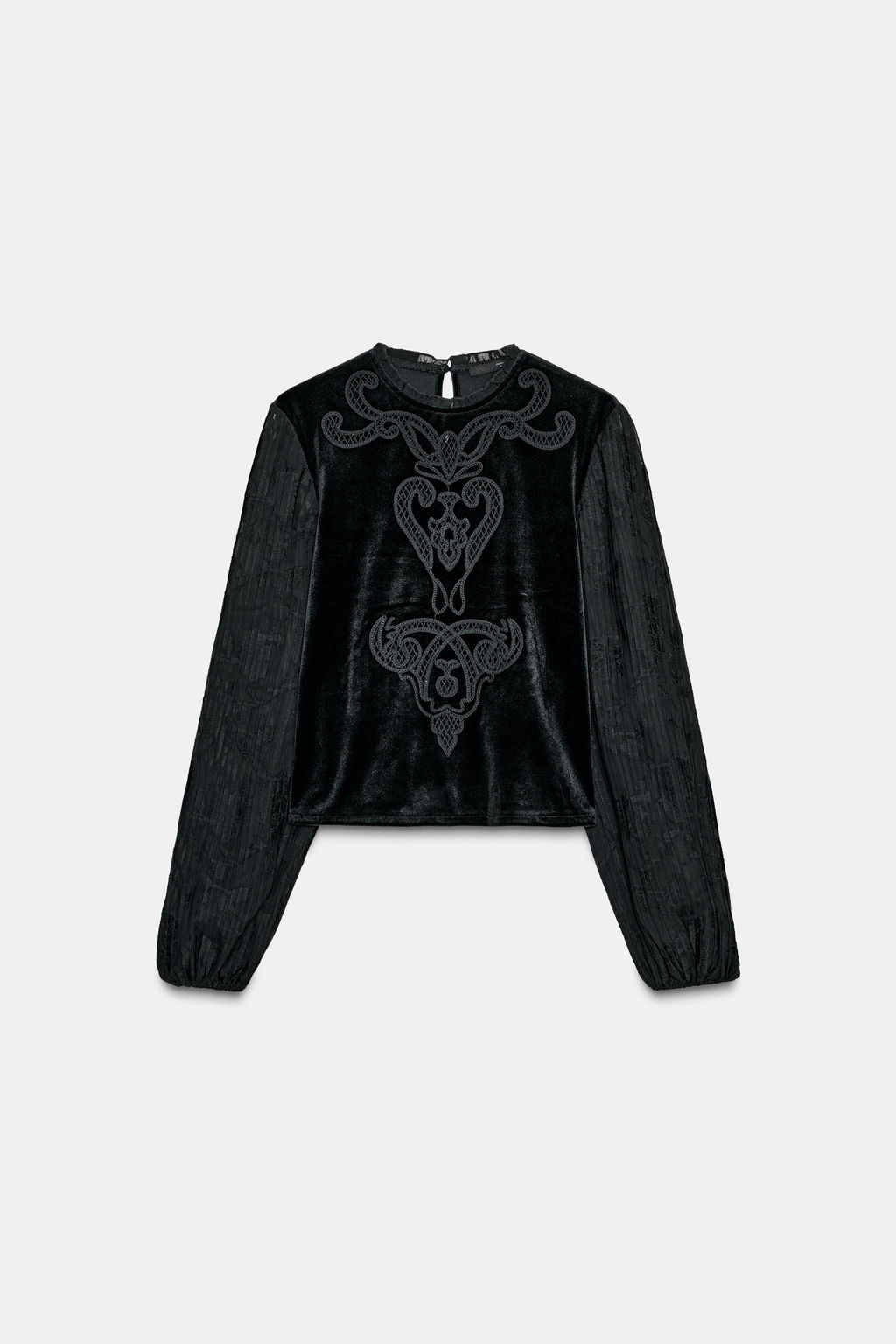 EMBROIDERED VELVET TOP