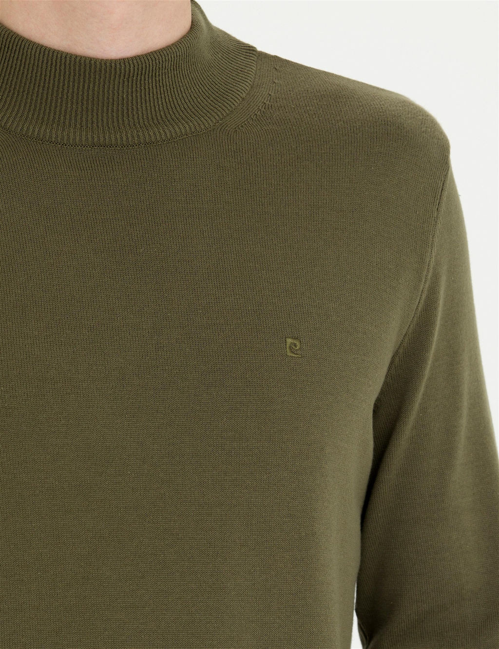 Koyu Haki Slim Fit Yar_m Bal_k__ Yaka Basic Triko Kazak - Pierre cardin фото 7