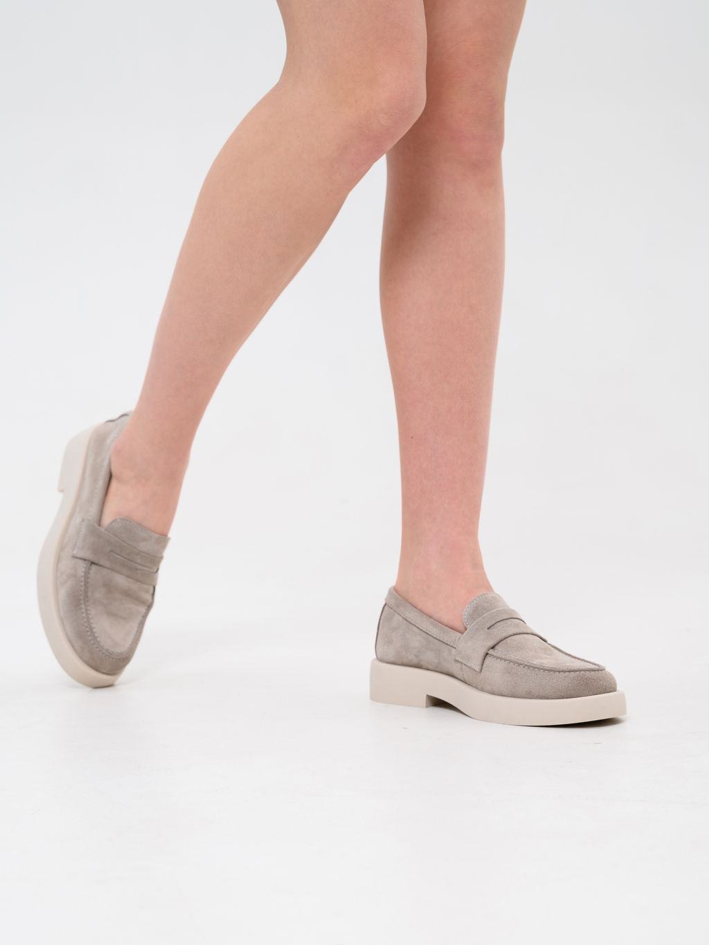 Лоферы туфли 176.1593be.Каменный замша