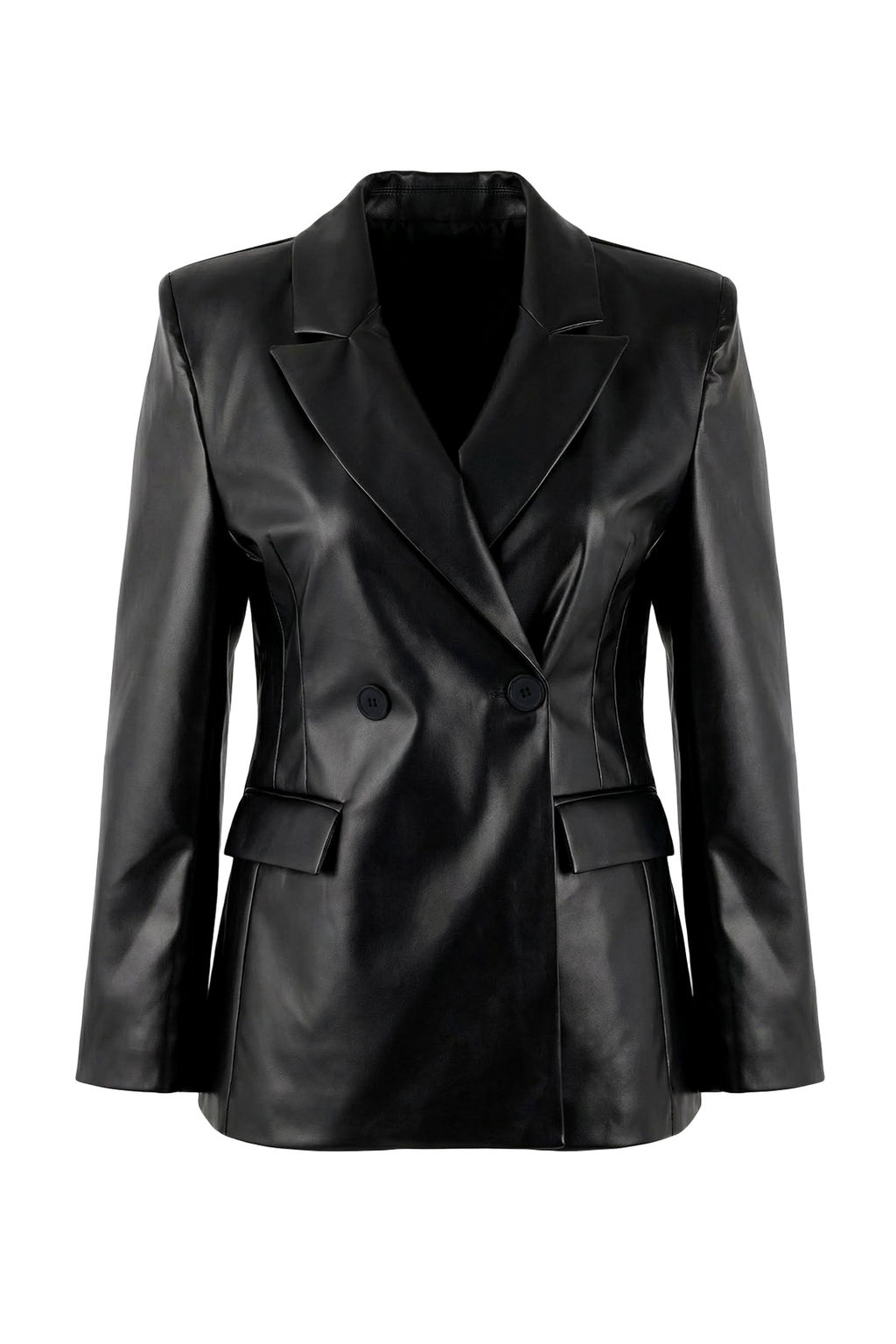 Siyah Fitted/Vucuda Oturan Tek Dugme Kapama Astarl? Vatkal? Suni Deri Blazer Ceket TWOSS26BC00017 - Trendyolmilla фото 7