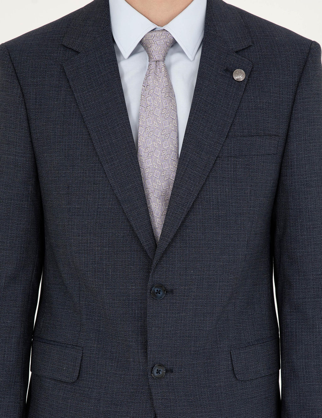 Lacivert Slim Fit Tak_m Elbise